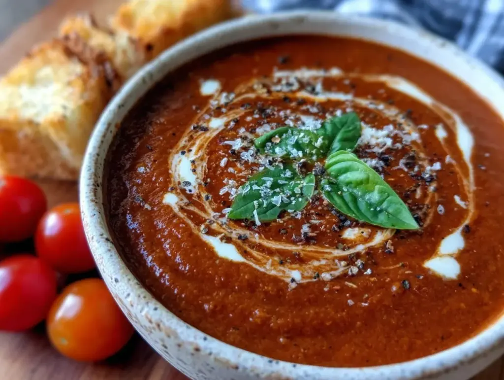 creamy tomato bisque recipe - featured image