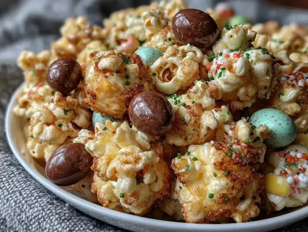 crispy easter popcorn snack mix - featured image