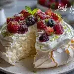 crispy fresh berry pavlova - featured image