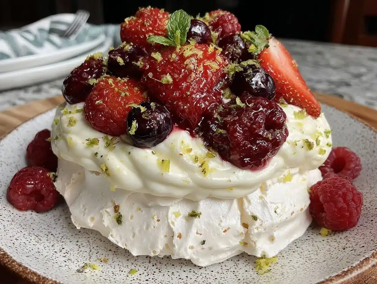 crispy fresh berry pavlova preparation steps