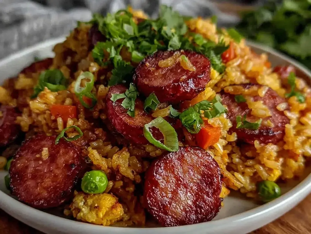 crispy fried rice with Lap Cheong sausage - featured image