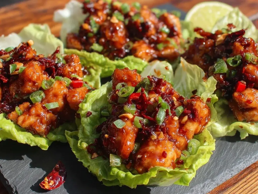 Crispy Kung Pao Chicken Lettuce Wraps - featured image