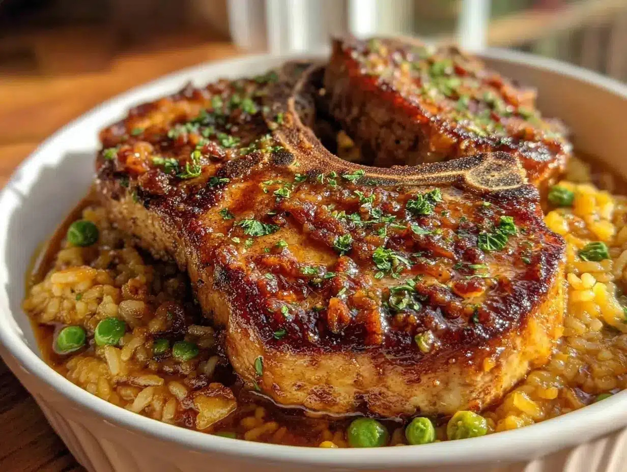 crispy pork chops and rice casserole preparation steps