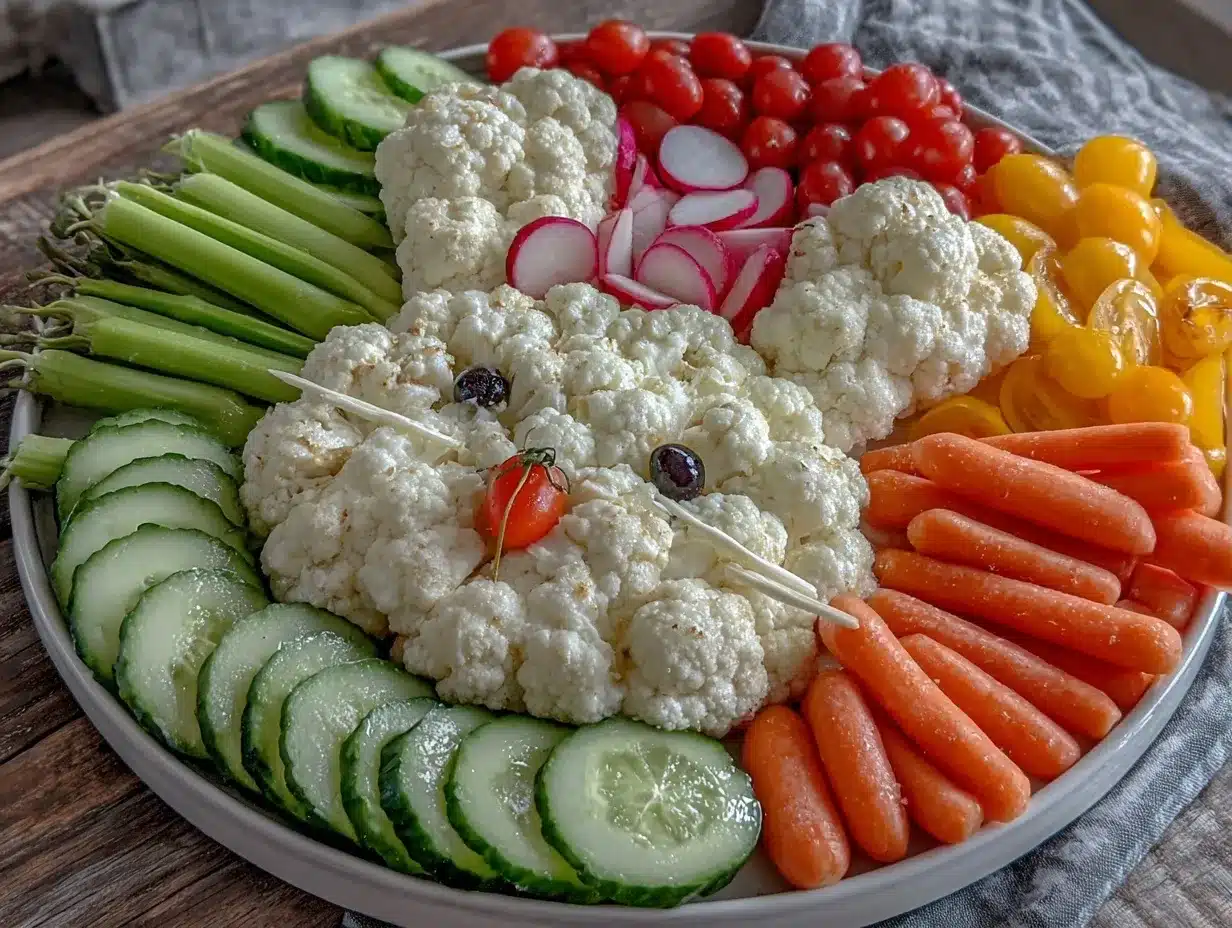Easter Bunny Veggie Tray preparation steps