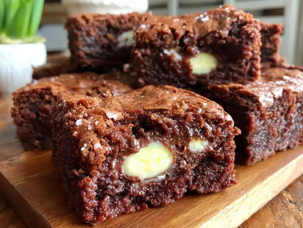 fudgy cadbury egg brownies - featured image