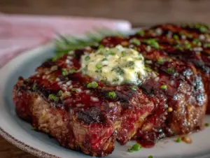 grilled steak with herb butter - featured image
