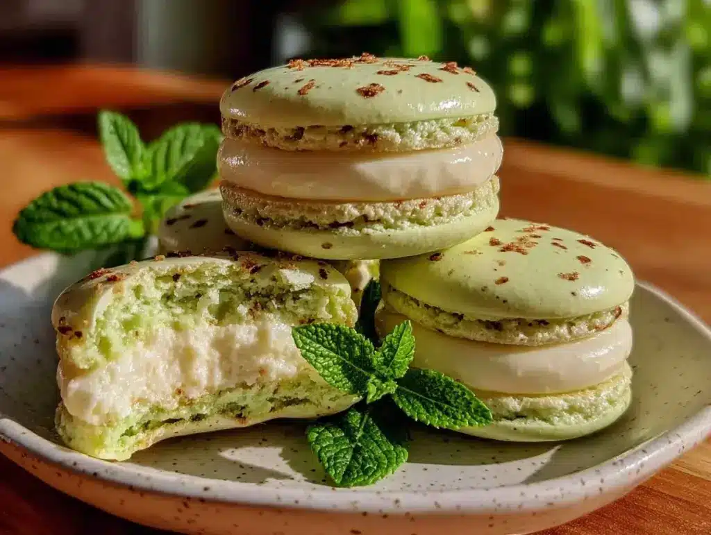 mint macarons recipe - featured image