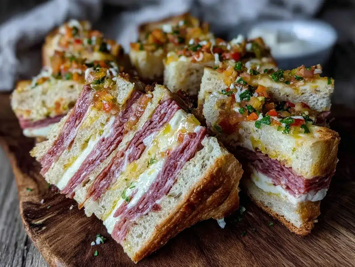 Muffuletta sandwich preparation steps