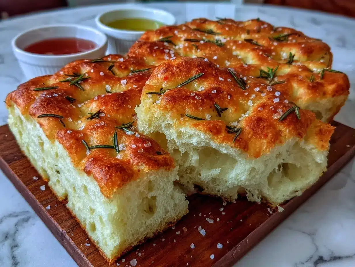 rosemary focaccia bread preparation steps