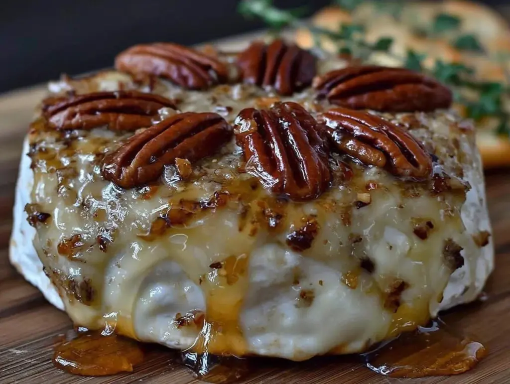 baked brie with honey and pecans - featured image