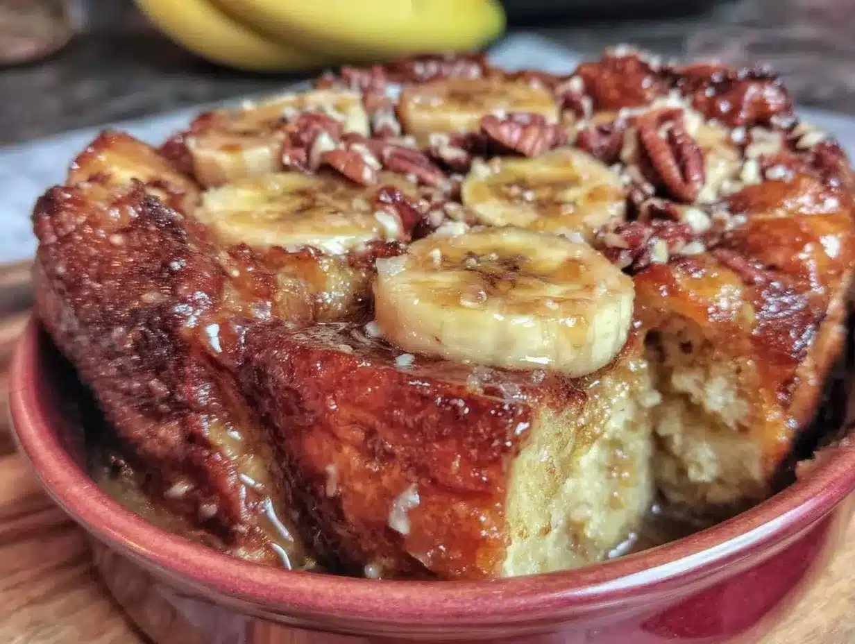 Bananas Foster bread pudding preparation steps