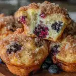 blueberry muffins with crumb topping - featured image
