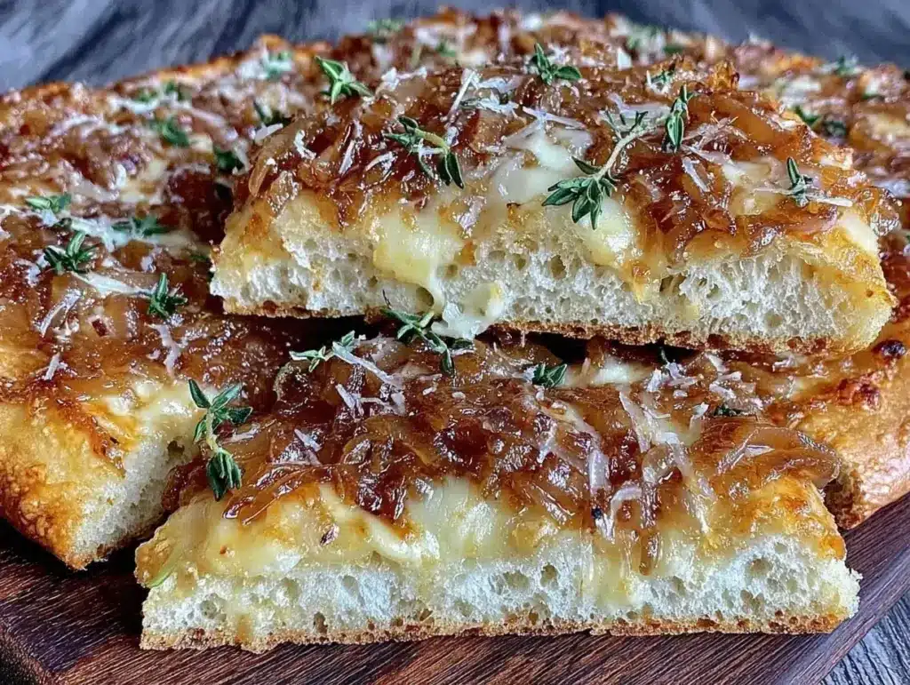 caramelized onion gruyere flatbread - featured image