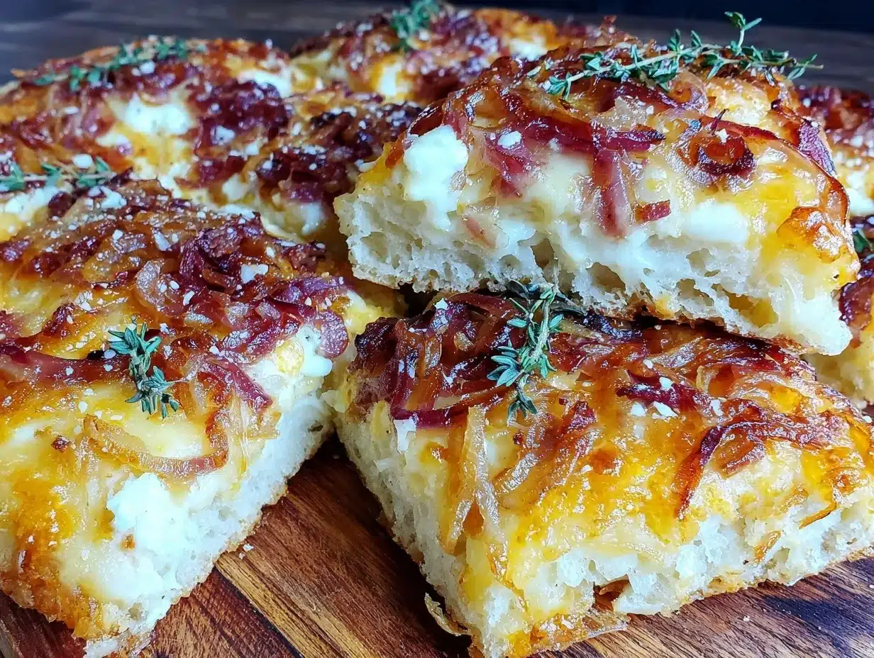 caramelized onion gruyere flatbread preparation steps