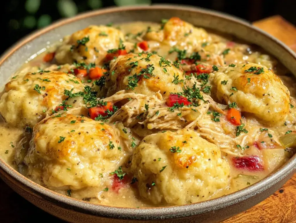 cozy crockpot chicken and dumplings - featured image
