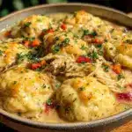 cozy crockpot chicken and dumplings - featured image