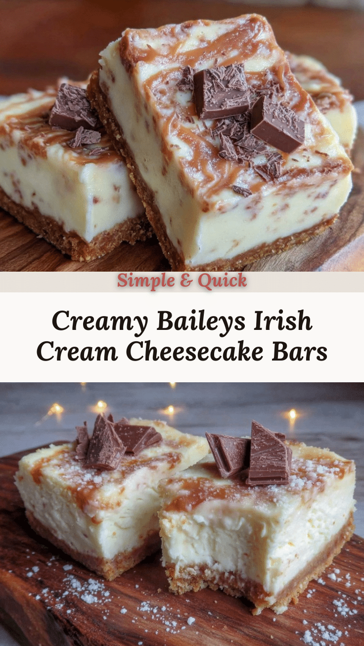 Creamy Baileys Irish Cream Cheesecake Bars recipe