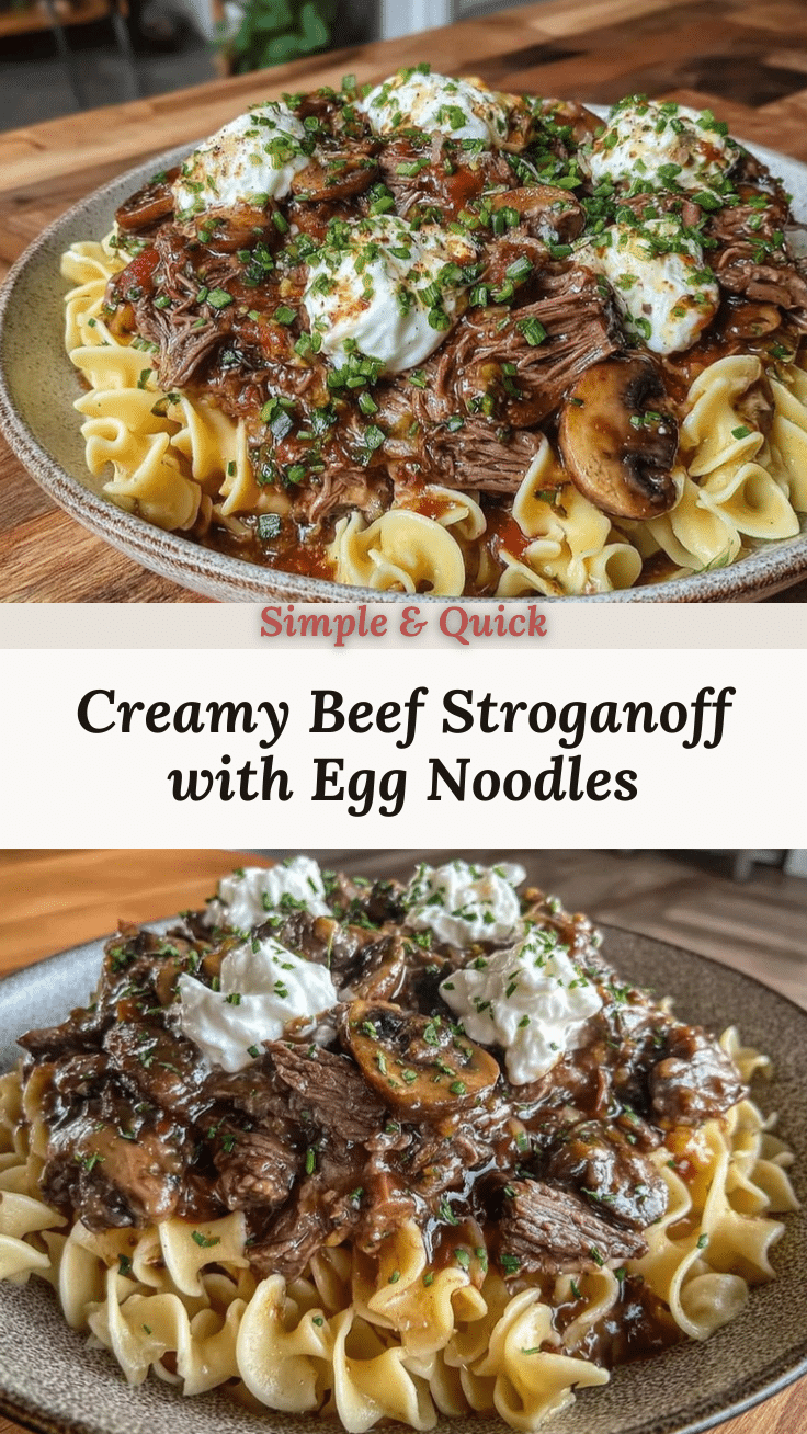 creamy beef stroganoff with egg noodles recipe