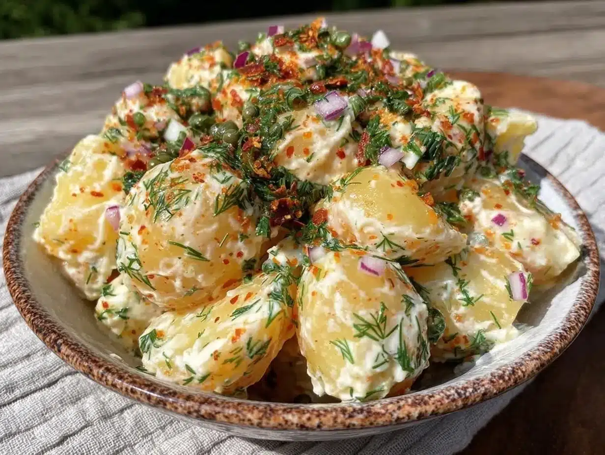 creamy classic potato salad with fresh dill preparation steps