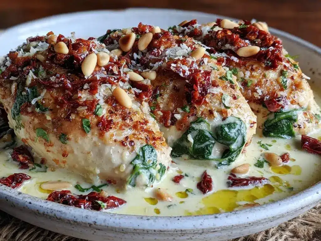 creamy crockpot tuscan chicken - featured image