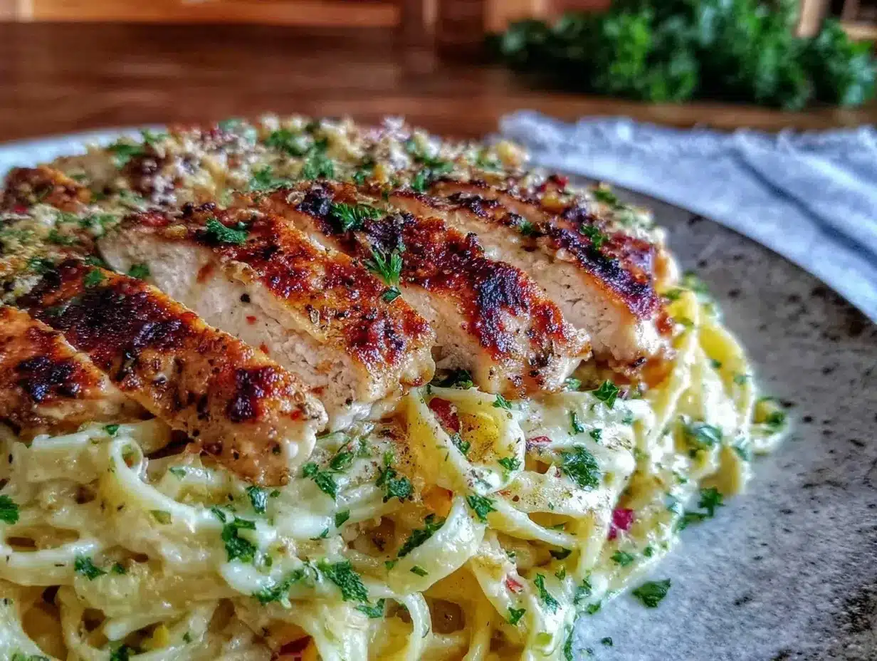 creamy fettuccine alfredo with grilled chicken preparation steps