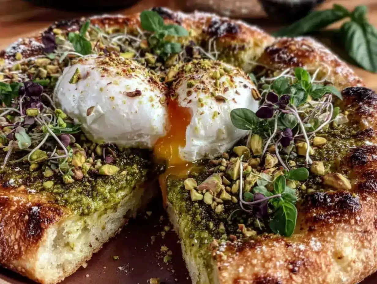 creamy pistachio pesto pizza with burrata preparation steps