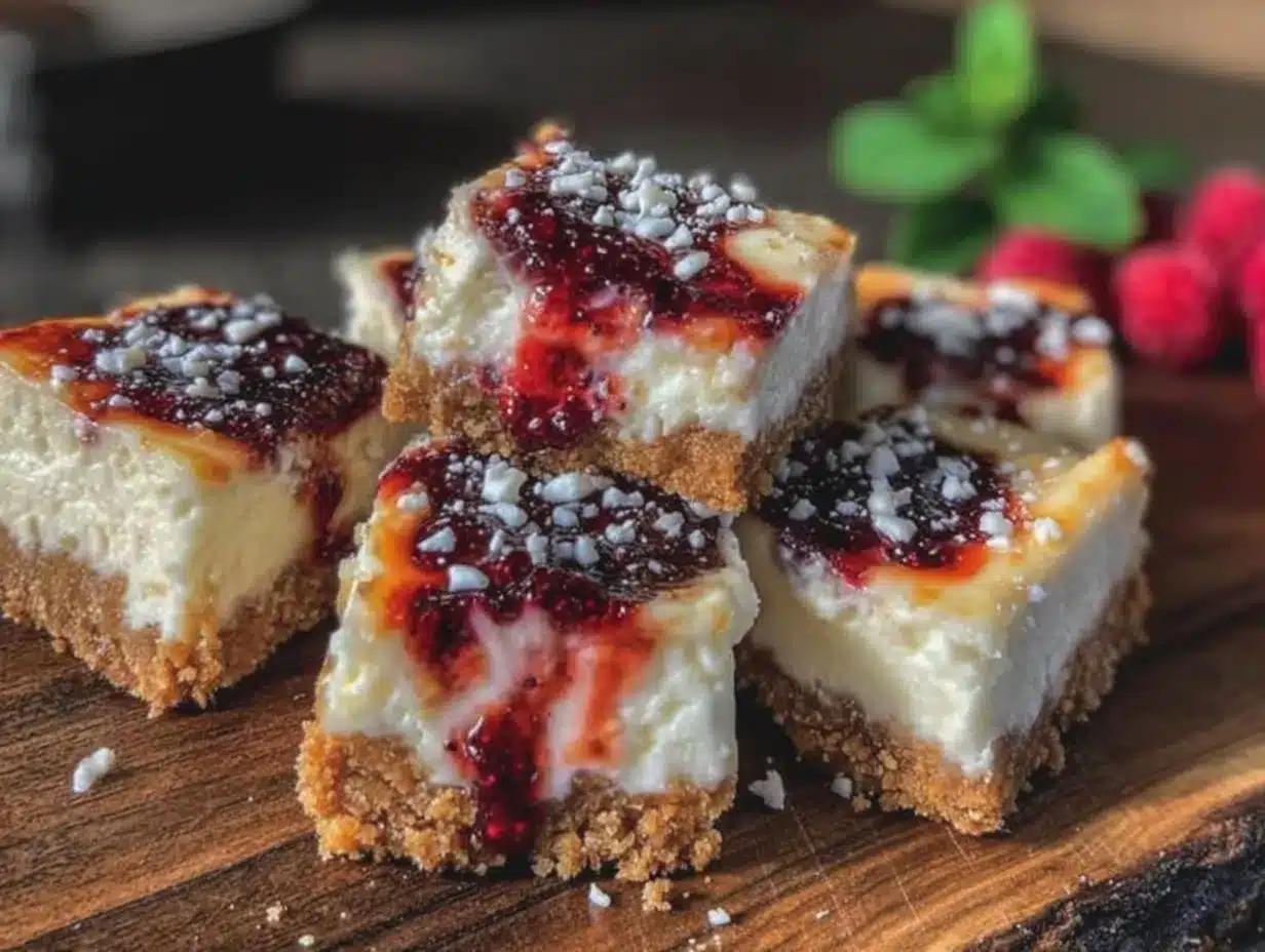 creamy raspberry white chocolate cheesecake bars preparation steps