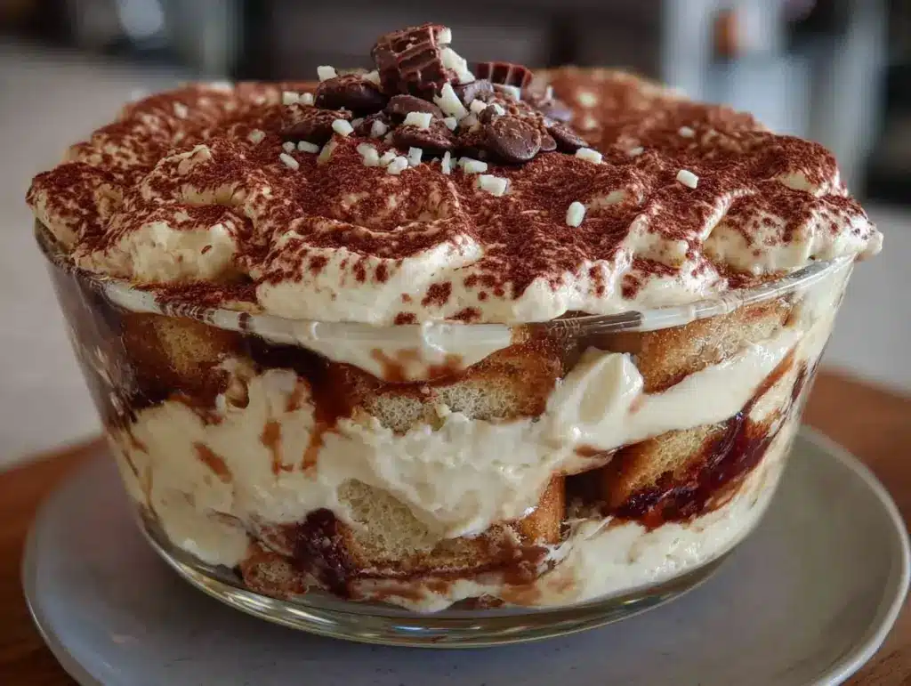 creamy tiramisu trifle - featured image