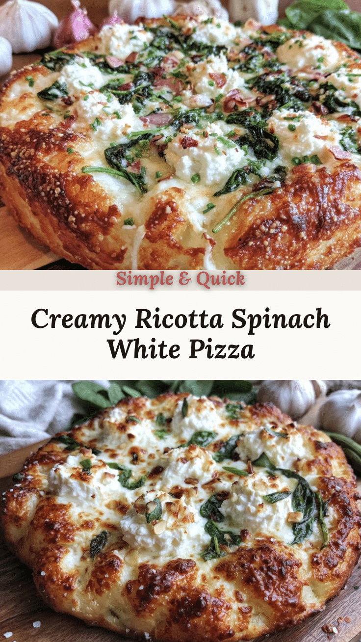 creamy white pizza with ricotta spinach roasted garlic recipe