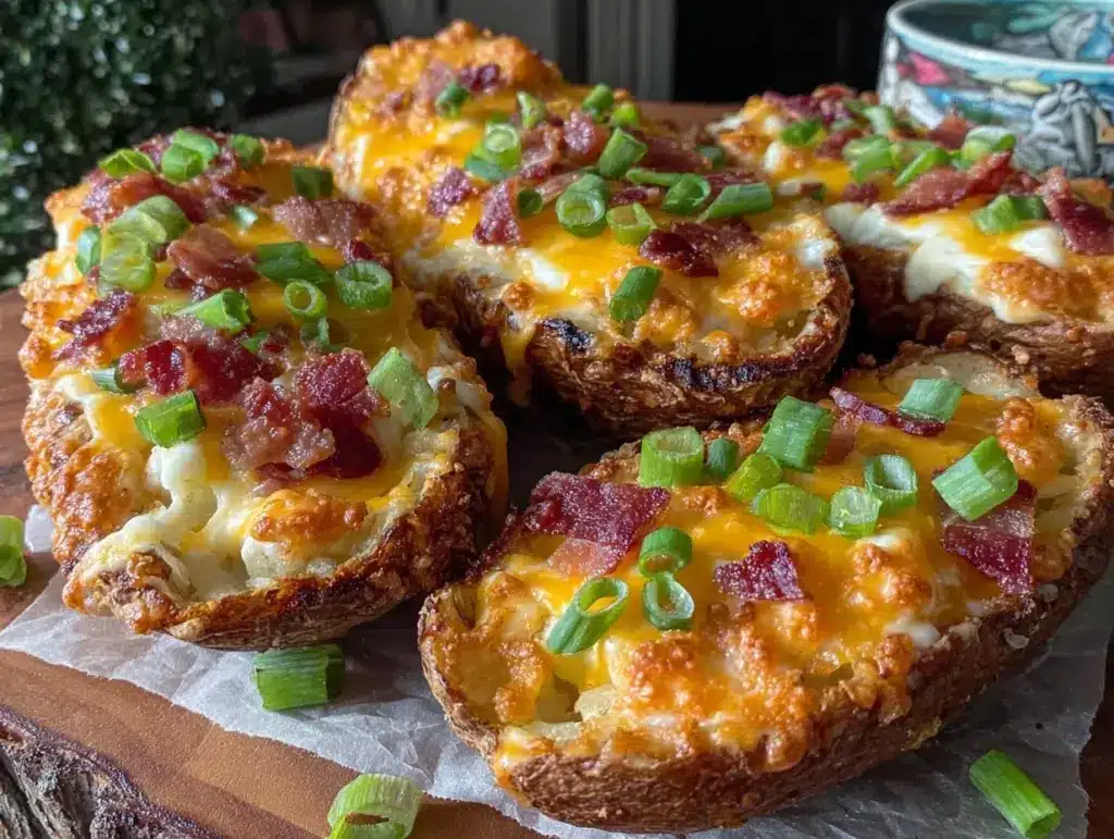 crispy air fryer loaded potato skins - featured image