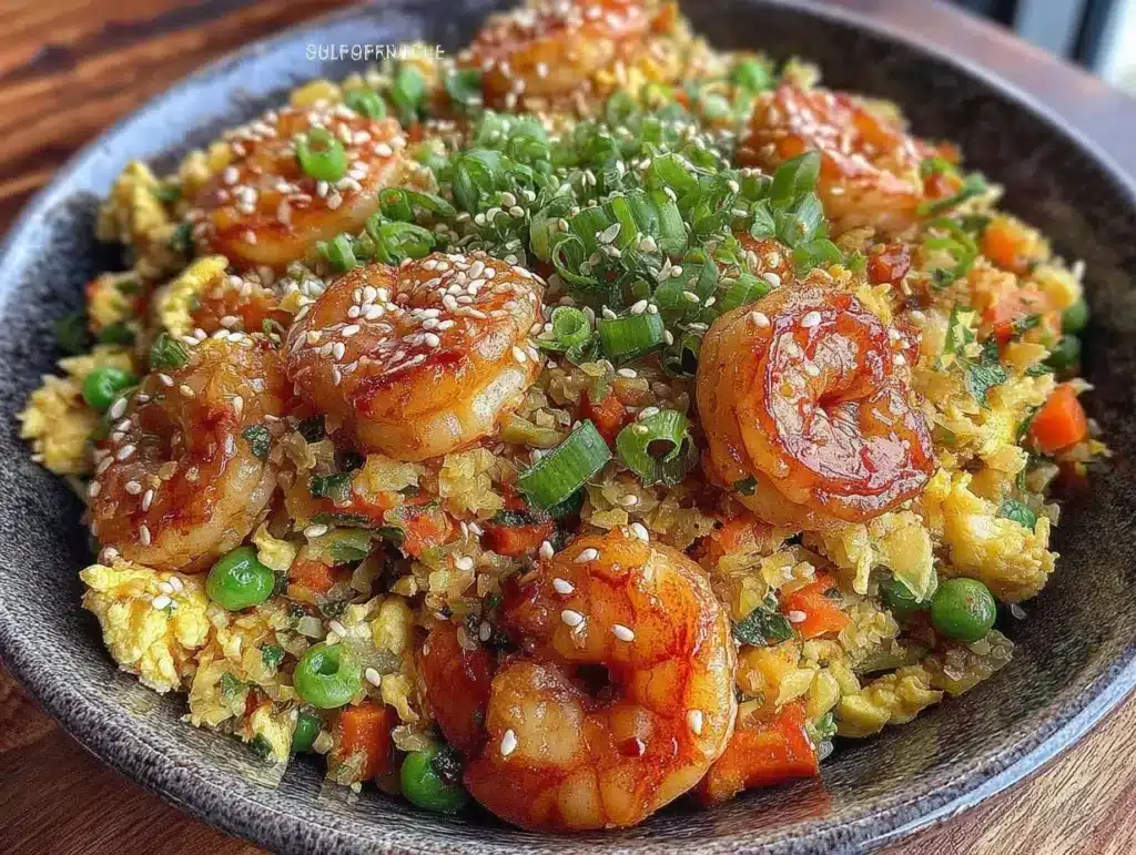 crispy cauliflower fried rice with shrimp - featured image