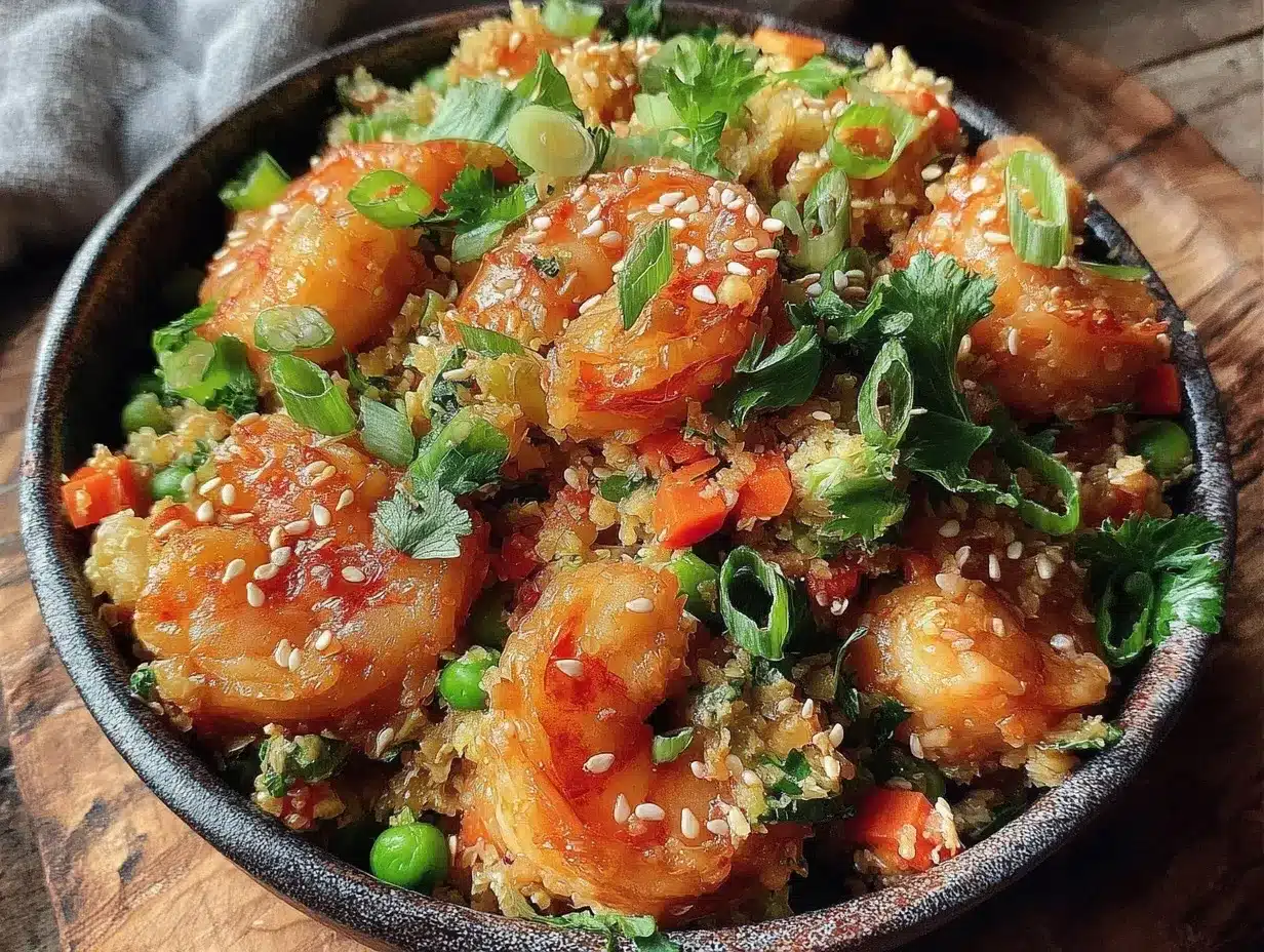 crispy cauliflower fried rice with shrimp preparation steps