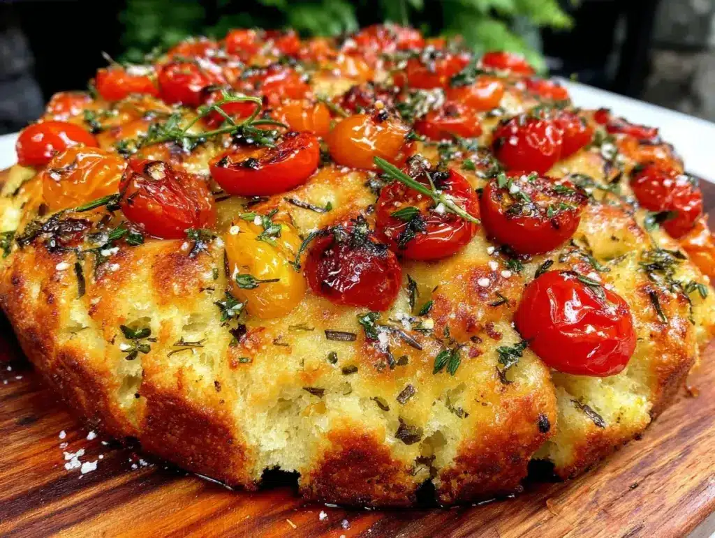 crispy garlic herb focaccia - featured image