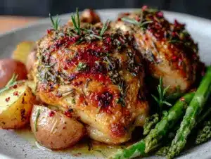 crispy lemon herb roasted chicken - featured image