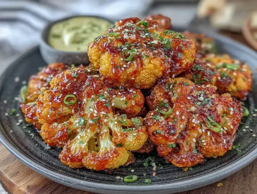 crispy spicy korean fried cauliflower bites - featured image