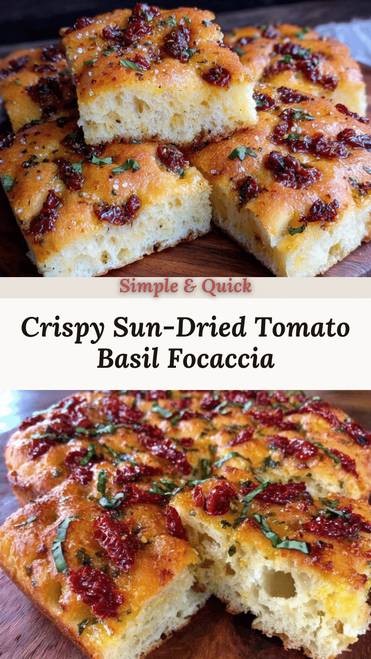 crispy sun-dried tomato basil focaccia recipe