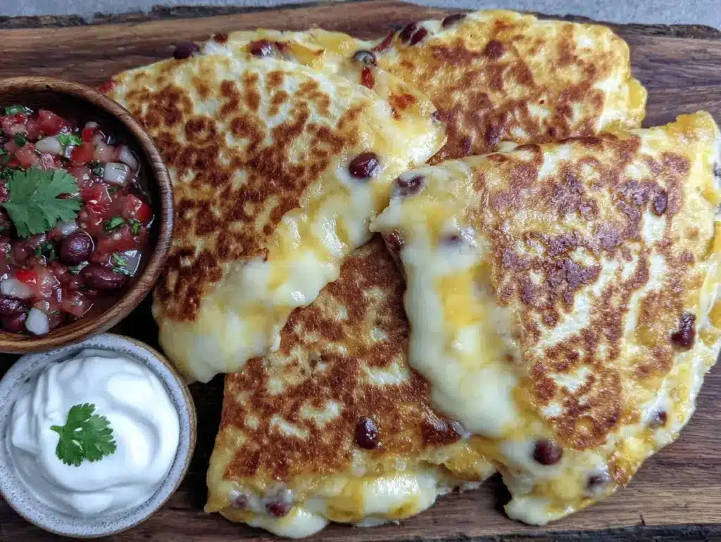 easy cheesy bean and cheese quesadillas - featured image