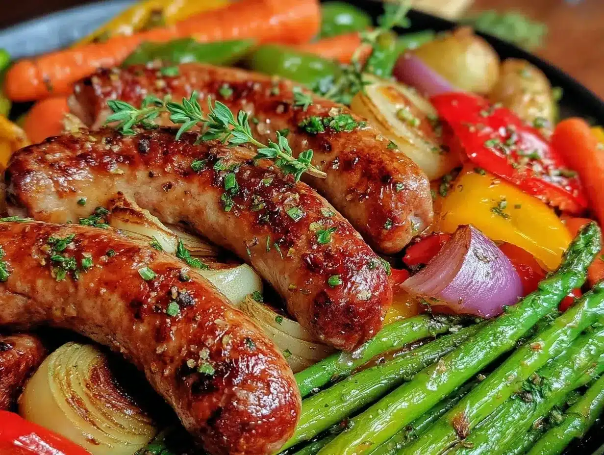 easy crispy sheet pan sausage and vegetables preparation steps