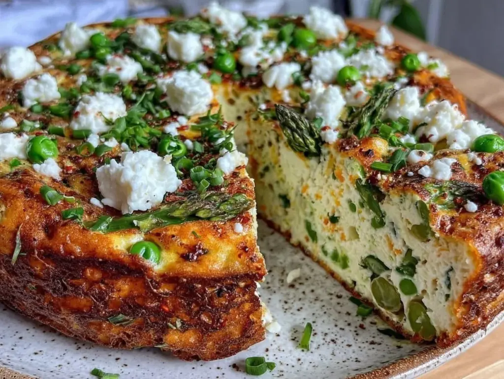 easy spring vegetable frittata with goat cheese - featured image