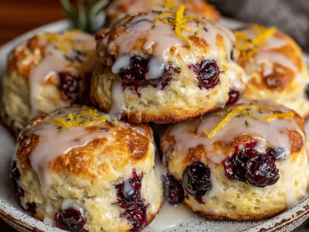fluffy lemon blueberry scones - featured image