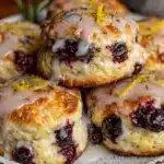 fluffy lemon blueberry scones - featured image