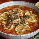 fresh lemon chicken orzo soup - featured image