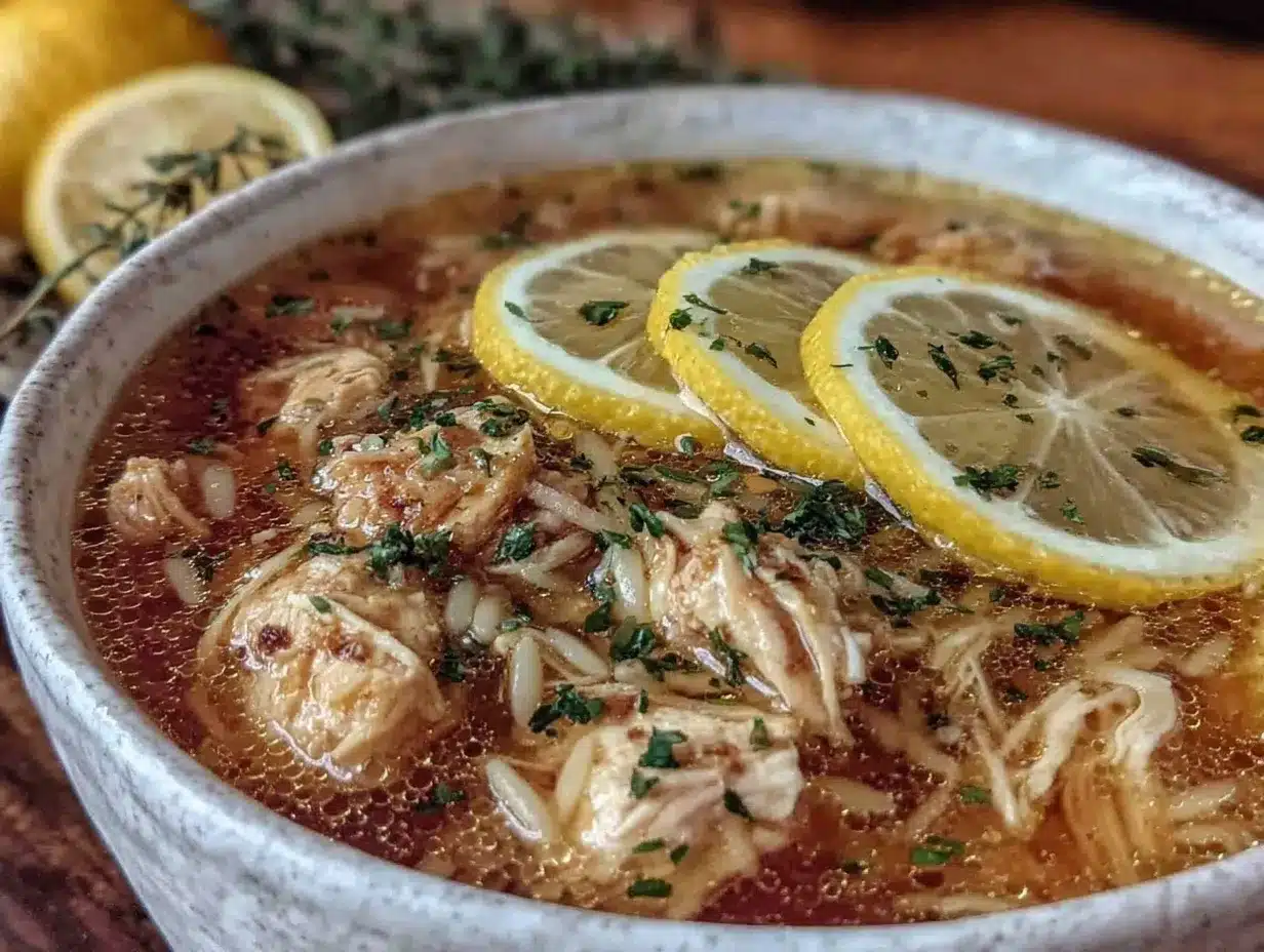 fresh lemon chicken orzo soup preparation steps