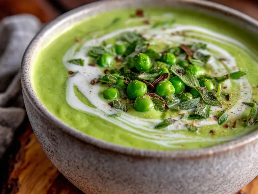 fresh spring pea mint soup - featured image