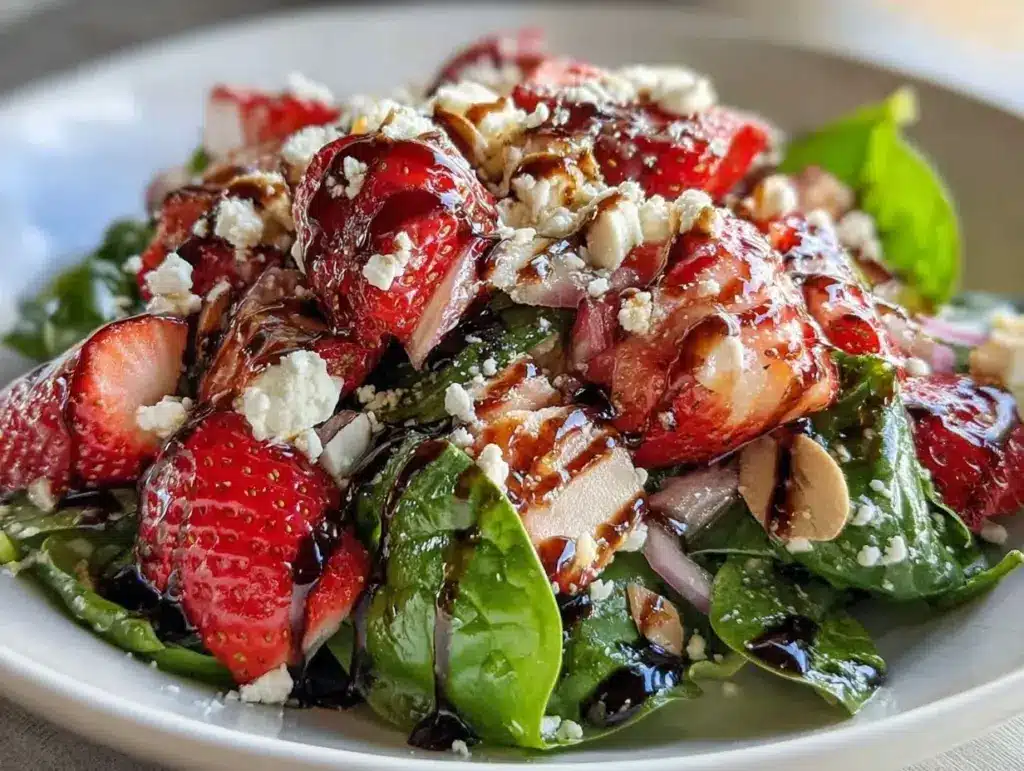 fresh strawberry spinach salad - featured image