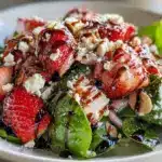 fresh strawberry spinach salad - featured image