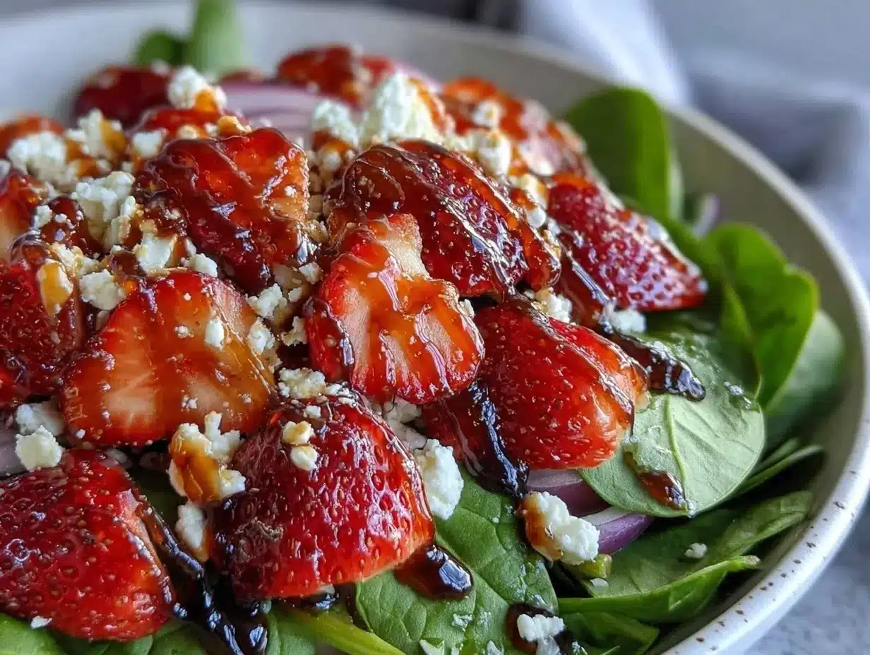 fresh strawberry spinach salad preparation steps