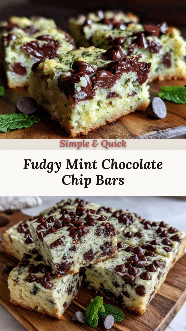 fudgy mint chocolate chip cookie bars recipe