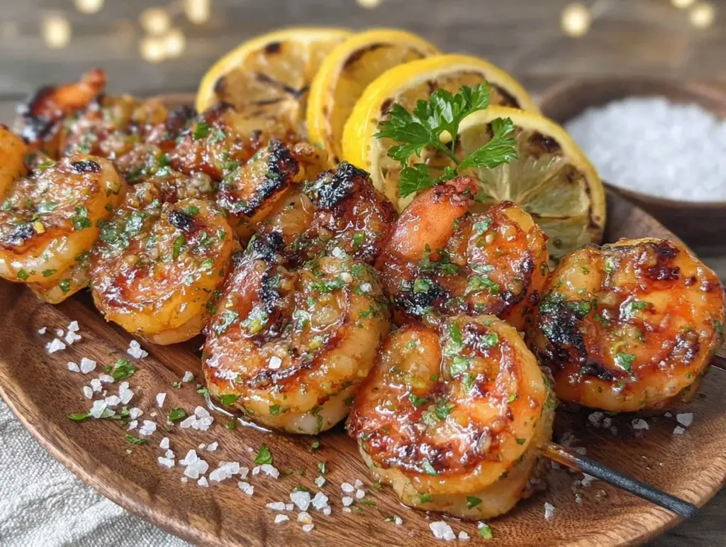 grilled lemon garlic shrimp skewers - featured image