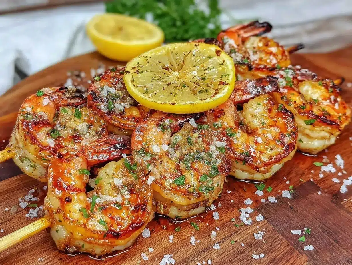 grilled lemon garlic shrimp skewers preparation steps